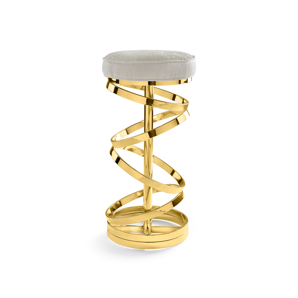 Glam bar/counter stool: Ivory linen gold frame